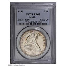 1866 S$1 Motto PR62 PCGS. Razor-sharp definition is ap 1866[S$1] Motto PR62 PCGS.