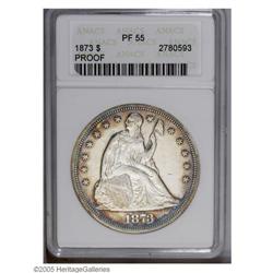 1873 S$1 PR55 ANACS. Deeply mirrored but obviously hai 1873[S$1] PR55 ANACS.
