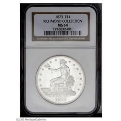 1873 T$1 MS64 NGC. ex: Richmond Collection. The 1873 T 1873[T$1] MS64 NGC.