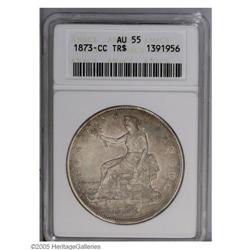 1873-CC T$1 AU55 ANACS. Attractively toned in deep cha 1873-CC[T$1] AU55 ANACS.