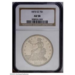 1873-CC T$1 AU58 NGC. Fully brilliant and essentially 1873-CC[T$1] AU58 NGC.
