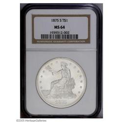 1875-S T$1 MS64 NGC. Type One obverse and reverse. Thi 1875-S[T$1] MS64 NGC.