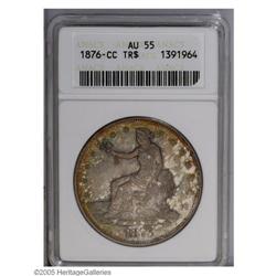 1876-CC T$1 AU55 ANACS. Type One Obverse, Type Two Rev 1876-CC[T$1] AU55 ANACS.