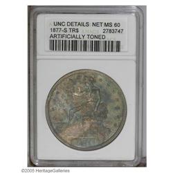 1877-S T$1 --Artificially Toned--ANACS. UNC Details, Ne 1877-S[T$1]--Artificially Toned--ANACS. UNC 