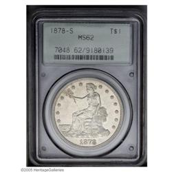 1878-S T$1 MS62 PCGS. Sharply struck on each side and 1878-S[T$1] MS62 PCGS.