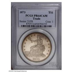 1873 T$1 PR64 Cameo PCGS. Proofs as well as business s 1873[T$1] PR64 Cameo PCGS.