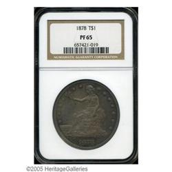 1878 T$1 PR65 NGC. A gorgeous, deeply toned Gem Proof 1878[T$1] PR65 NGC.