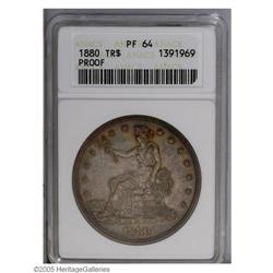 1880 T$1 PR64 ANACS. While plenty of proof Trade Dolla 1880[T$1] PR64 ANACS.