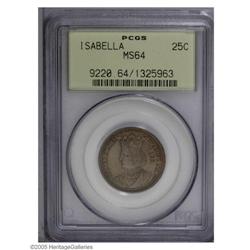 1893 25C Isabella Quarter MS64 PCGS. Toned a deep stee 1893[25C] Isabella Quarter MS64 PCGS.