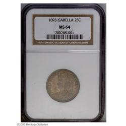 1893 25C Isabella Quarter MS64 NGC. Reddish bluish bro 1893[25C] Isabella Quarter MS64 NGC.