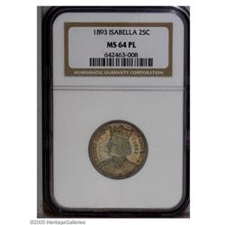 1893 25C Isabella MS64 Prooflike NGC. Boldly struck wi 1893[25C] Isabella MS64 Prooflike NGC.