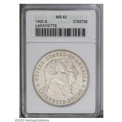 1900 S$1 Lafayette Dollar MS62 ANACS. Some toning and 1900[S$1] Lafayette Dollar MS62 ANACS.