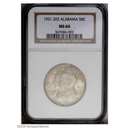 1921 50C Alabama 2x2 MS64 NGC. This scarcer of the two 1921[50C] Alabama 2x2 MS64 NGC.