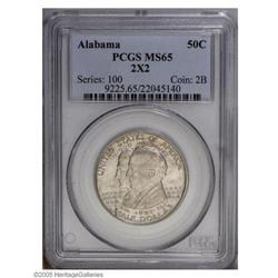 1921 50C Alabama 2x2 MS65 PCGS. Sharply defined for th 1921[50C] Alabama 2x2 MS65 PCGS.