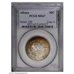 1936 50C Albany MS67 PCGS. Superb sunset-red crimson, 1936[50C] Albany MS67 PCGS.