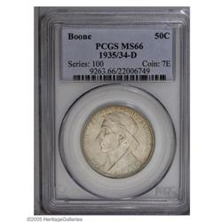 1935/34-D 50C Boone MS66 PCGS. Smooth, virtually unmar 1935/34-D[50C] Boone MS66 PCGS.