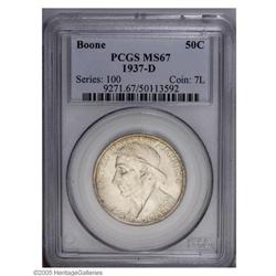 1937-D 50C Boone MS67 PCGS. A highly desired and low m 1937-D[50C] Boone MS67 PCGS.