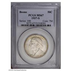 1937-S 50C Boone MS67 PCGS. Wonderful vibrant obverse 1937-S[50C] Boone MS67 PCGS.