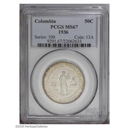 1936 50C Columbia MS67 PCGS. Virtually mark free with 1936[50C] Columbia MS67 PCGS.