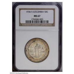 1936-S 50C Columbia MS67 NGC. Typically well struck wi 1936-S[50C] Columbia MS67 NGC.