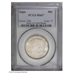 1936 50C Elgin MS67 PCGS. This flashy Superb Gem displ 1936[50C] Elgin MS67 PCGS.