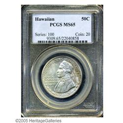 1928 50C Hawaiian MS65 PCGS. The surfaces display a ha 1928[50C] Hawaiian MS65 PCGS.