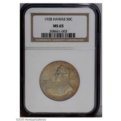 1928 50C Hawaiian MS65 NGC. Rose, orange, and lime tin 1928[50C] Hawaiian MS65 NGC.
