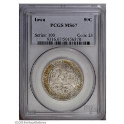 1946 50C Iowa MS67 PCGS. The lustrous surfaces are enh 1946[50C] Iowa MS67 PCGS.