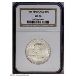 1934 50C Maryland MS66 NGC. Brilliant white surfaces d 1934[50C] Maryland MS66 NGC.