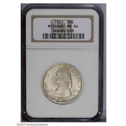 1921 50C Missouri MS64 NGC. Lustrous surfaces are visi 1921[50C] Missouri MS64 NGC.