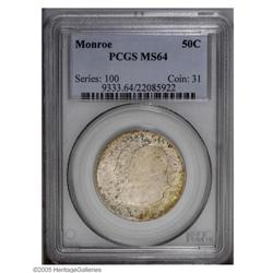 1923-S 50C Monroe MS64 PCGS. Lustrous example with spl 1923-S[50C] Monroe MS64 PCGS.