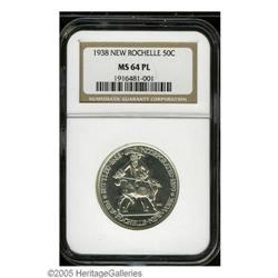 1938 50C New Rochelle MS64 Prooflike NGC. Fully struck 1938[50C] New Rochelle MS64 Prooflike NGC.