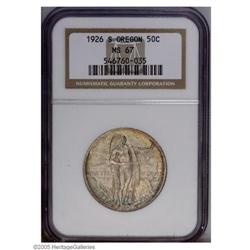 1926-S 50C Oregon MS67 NGC. Beautifully toned in golde 1926-S[50C] Oregon MS67 NGC.