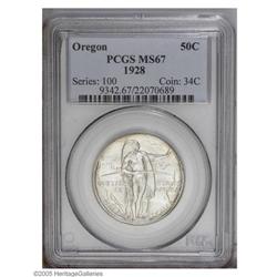 1928 50C Oregon MS67 PCGS. Blast white obverse with cr 1928[50C] Oregon MS67 PCGS.