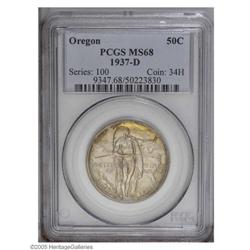 1937-D 50C Oregon MS68 PCGS. An ivory and gold toned S 1937-D[50C] Oregon MS68 PCGS.