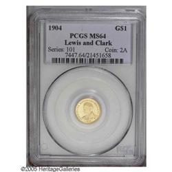 1904 G$1 Lewis and Clark MS64 PCGS. A Choice prooflike 1904[G$1] Lewis and Clark MS64 PCGS.