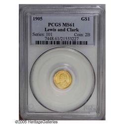 1905 G$1 Lewis and Clark MS61 PCGS. Orange gold color 1905[G$1] Lewis and Clark MS61 PCGS.