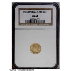 1905 G$1 L&C MS64 NGC.From The Lexington Collection. 1905[G$1] Lewis and Clark MS64 NGC.