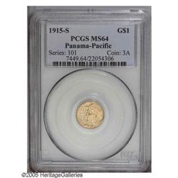 1915-S G$1 Panama-Pacific Gold Dollar MS64 PCGS. Apric 1915-S[G$1] Panama-Pacific Gold Dollar MS64 P