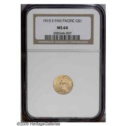 1915-S G$1 PAN-PAC MS64 NGC.From The Lexington Collect 1915-S[G$1] Panama-Pacific Gold Dollar MS64 N