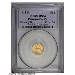 1915-S G$1 Panama-Pacific Gold Dollar MS64 PCGS. A nic 1915-S[G$1] Panama-Pacific Gold Dollar MS64 P