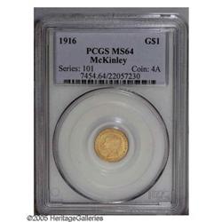 1916 G$1 McKinley MS64 PCGS. The luster is satiny and 1916[G$1] McKinley MS64 PCGS.