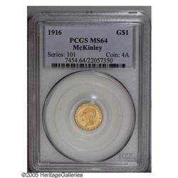 1916 G$1 McKinley MS64 PCGS. The luster is fully efful 1916[G$1] McKinley MS64 PCGS.