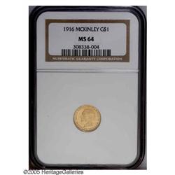 1916 G$1 McKinley MS64 NGC. With a mintage slightly un 1916[G$1] McKinley MS64 NGC.