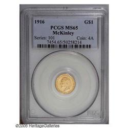 1916 G$1 McKinley MS65 PCGS. Fully lustrous and well s 1916[G$1] McKinley MS65 PCGS.