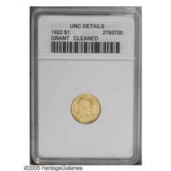 1922 G$1 Grant no Star--Cleaned--ANACS. Unc Details. H 1922[G$1] Grant no Star--Cleaned--ANACS. Unc 