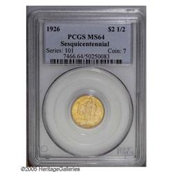 1926 $2 1/2 Sesquicentennial MS64 PCGS. Orange gold Se 1926[$2 1/2] Sesquicentennial MS64 PCGS.