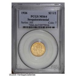 1926 $2 1/2 Sesquicentennial MS64 PCGS. Sharply struck 1926[$2 1/2] Sesquicentennial MS64 PCGS.
