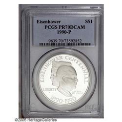 1990-P S$1 Eisenhower Silver Dollar PR70 Deep Cameo PC 1990-P[S$1] Eisenhower Silver Dollar PR70 Dee