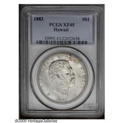 1883 S$1 Hawaii Dollar XF45 PCGS. Glimpses of luster p 1883[S$1] Hawaii Dollar XF45 PCGS.